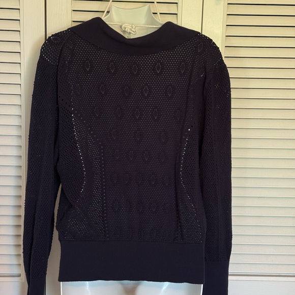 WHBM Women's Open-Knit Polo Sweater - Picture 2 of 3